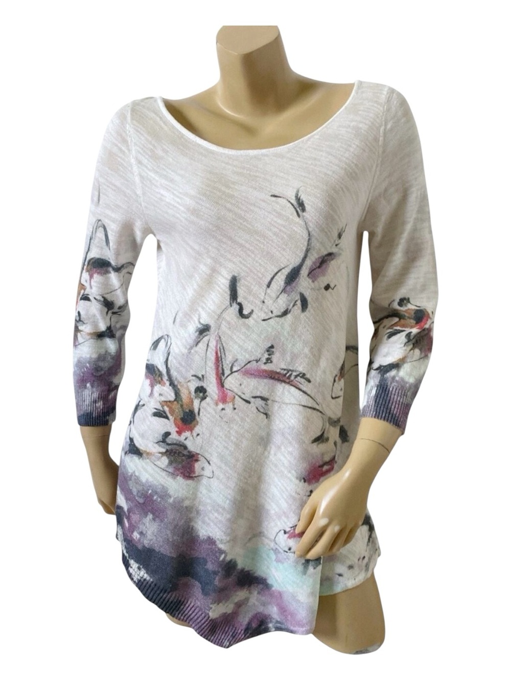 Anthropologie Knitted & Knotted Sweater Womens Medium Boho Top Floral Tunic
